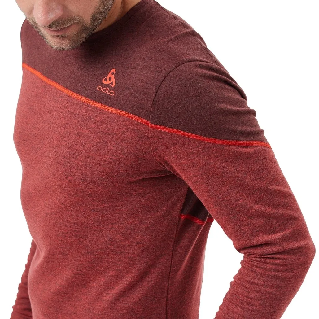 Maillot de Corps Odlo Men Top Crew Neck LS Performance Wool 150 Ketchup Melange Red Maple