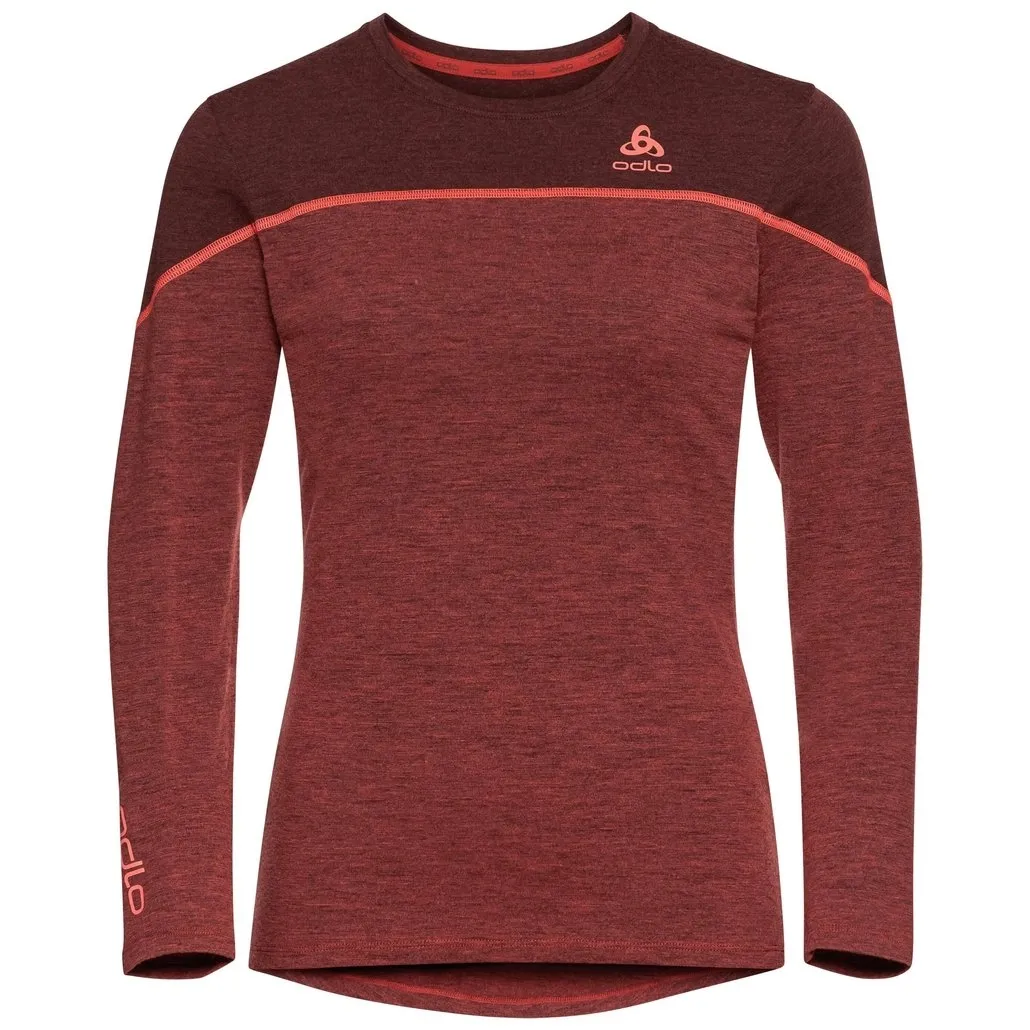 Maillot de Corps Odlo Women Top Crew Neck LS Performance Wool 150 Ketchup Melange Siesta