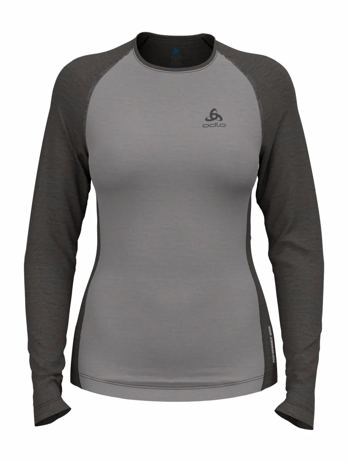 Maillot de orps Odlo Femme Bl Top Crew Neck L/S Natural Performance Grey Melange Dark Grey Melange