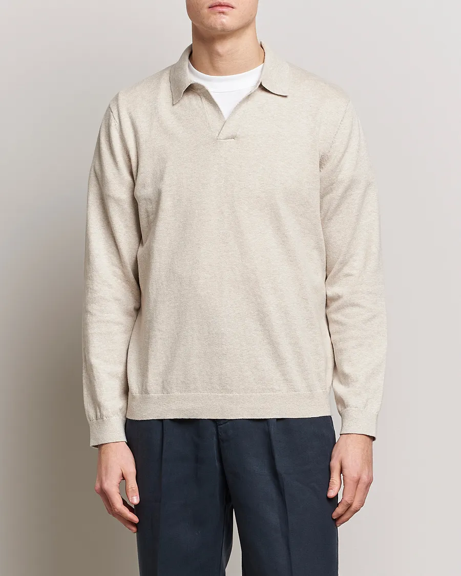 Manol Cotton Linen Polo Sand Melange