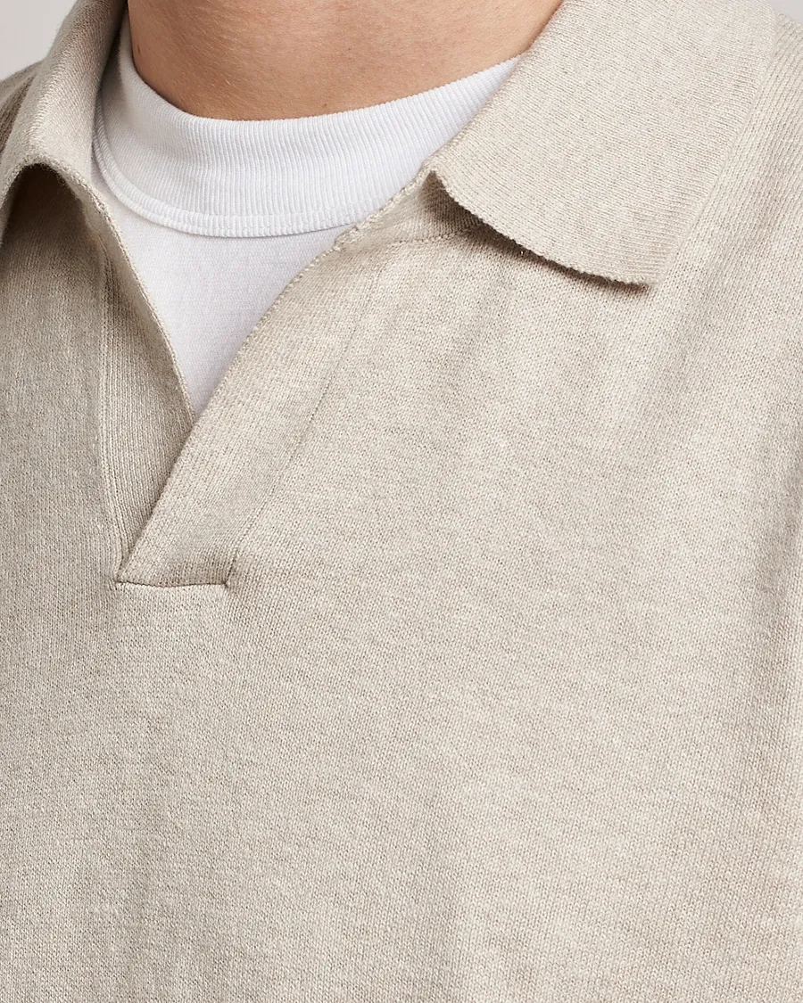 Manol Cotton Linen Polo Sand Melange