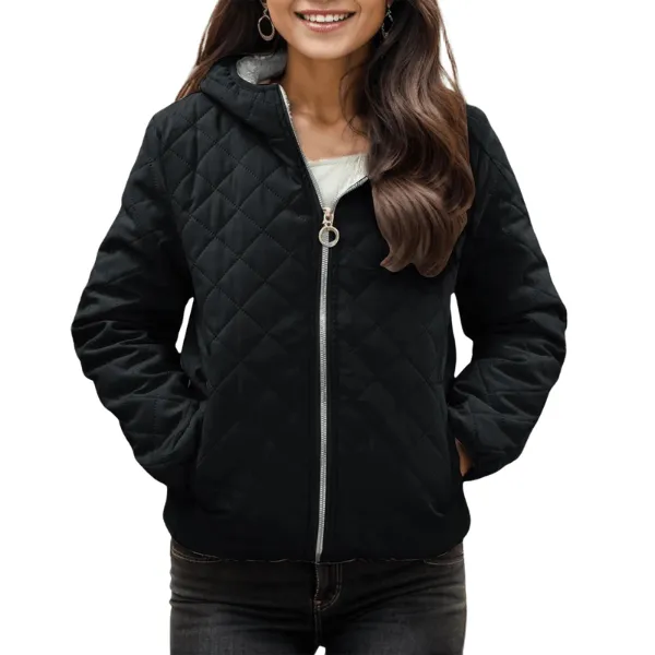 Manteau Matelassée Capuche Noir