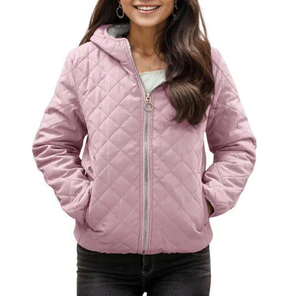 Manteau Matelassée Capuche Rose