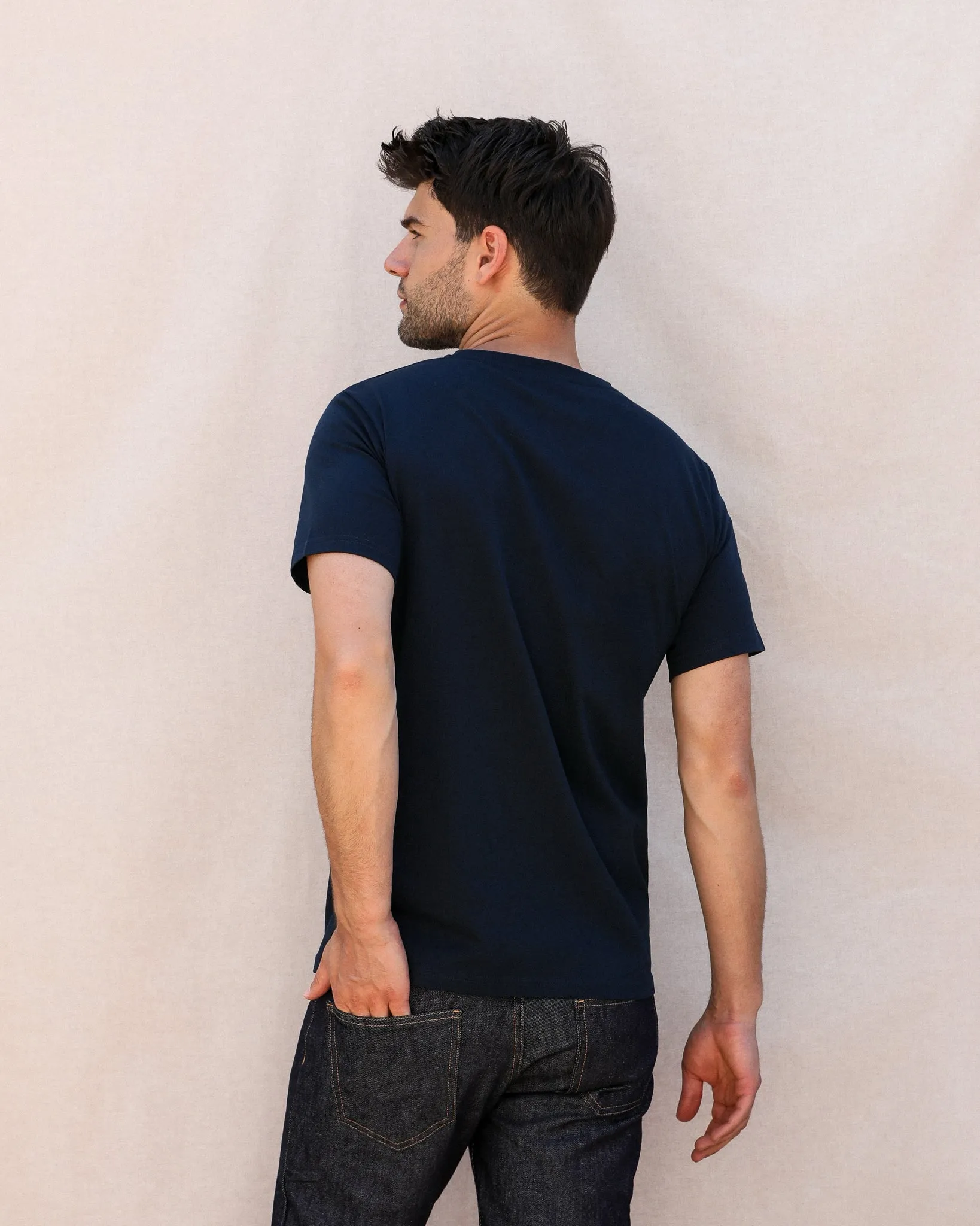 MEN'S CAR T-SHIRT SIMONE BLUE - ORGANIC COTTON