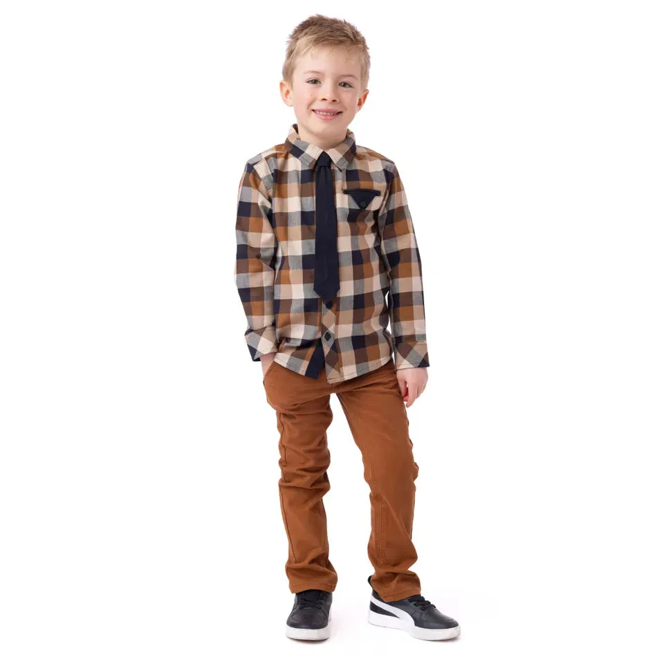 Nan Chemise  Manches Longues Carreaux Party 2-6 Ans - Enfant