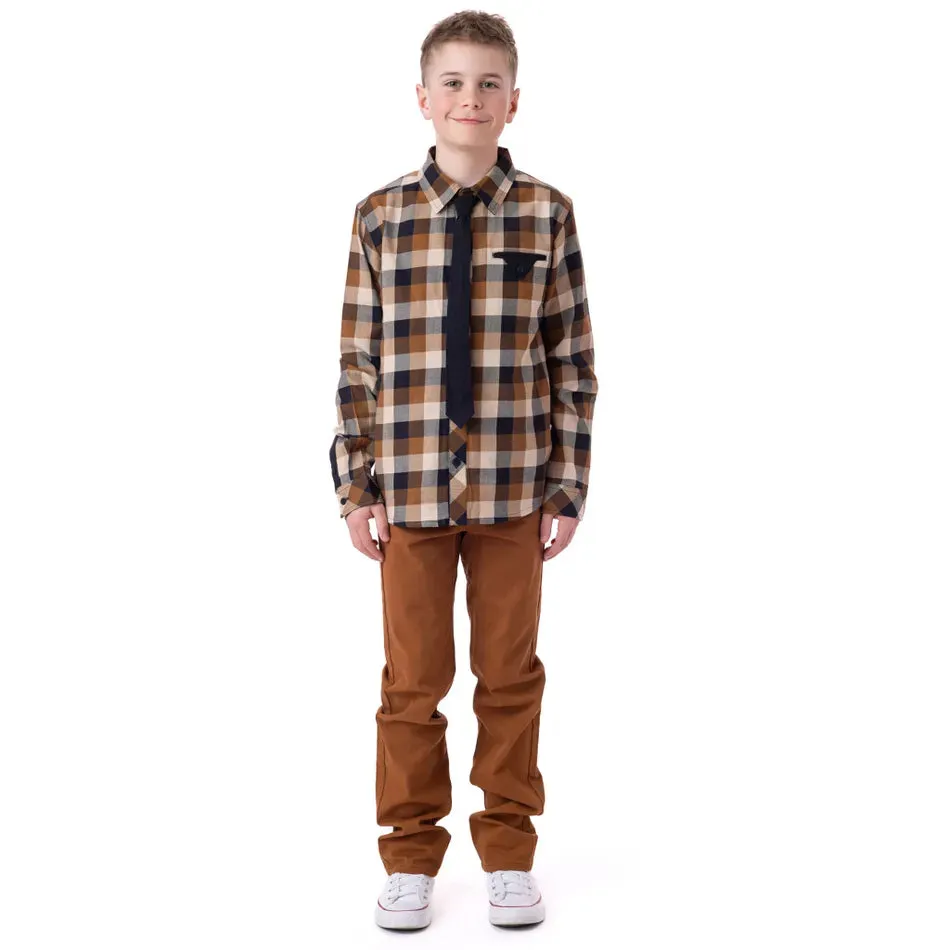 Nan Chemise  Manches Longues Carreaux Party 7-14 Ans - Enfant