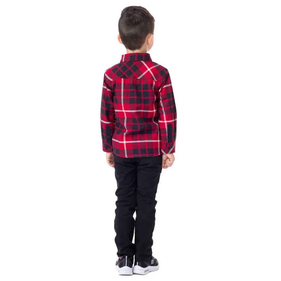 Nan Chemise  Manches Longues Carreaux Rouge Party 2-6 Ans - Enfant