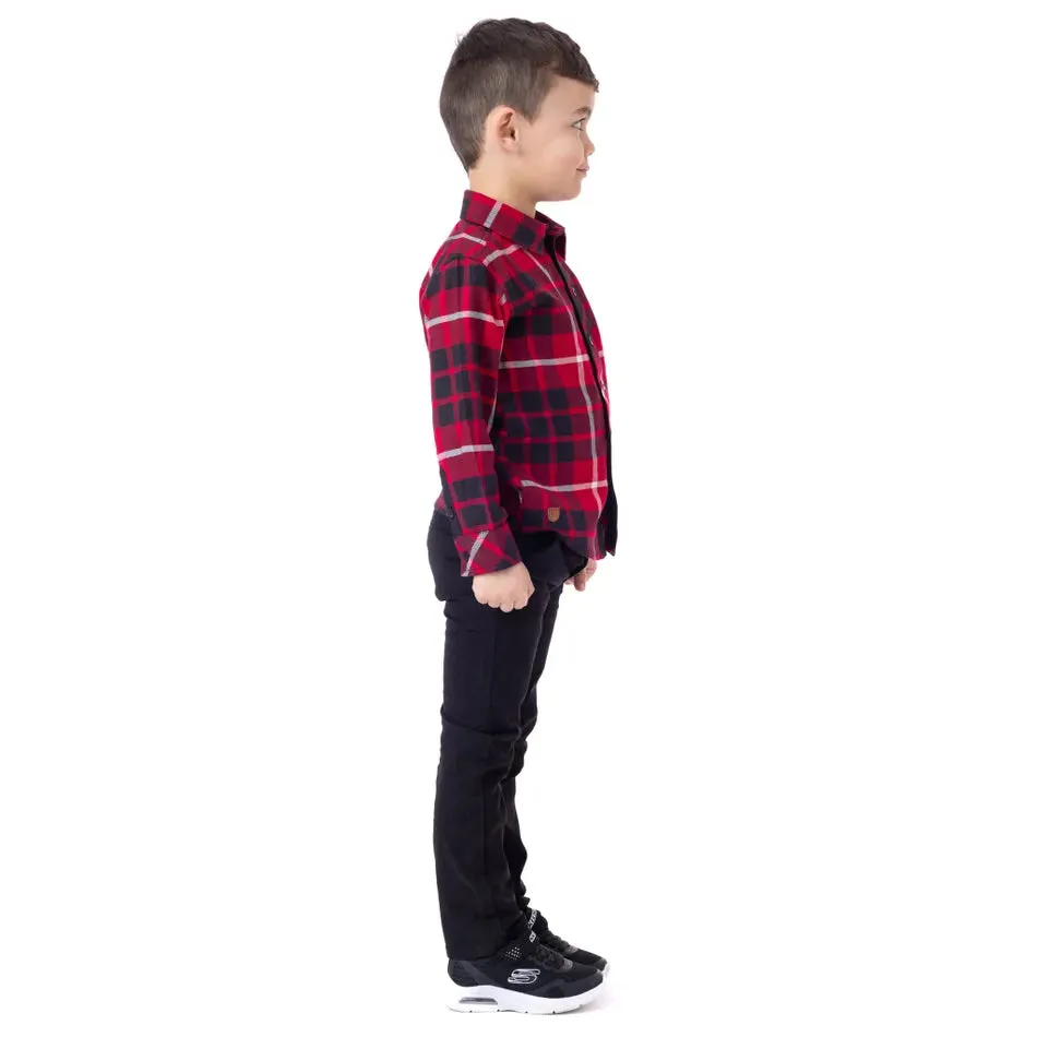 Nan Chemise  Manches Longues Carreaux Rouge Party 2-6 Ans - Enfant