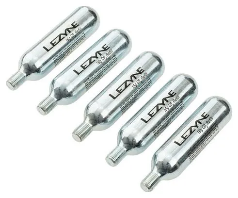 Pack de 5 Cartouches de CO2 Lezyne 16g Argent