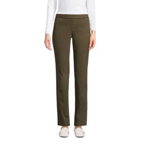 Pantalon Chino Droit Stretch à Taille Mi-Haute Elastiquée, Femme Stature Standard