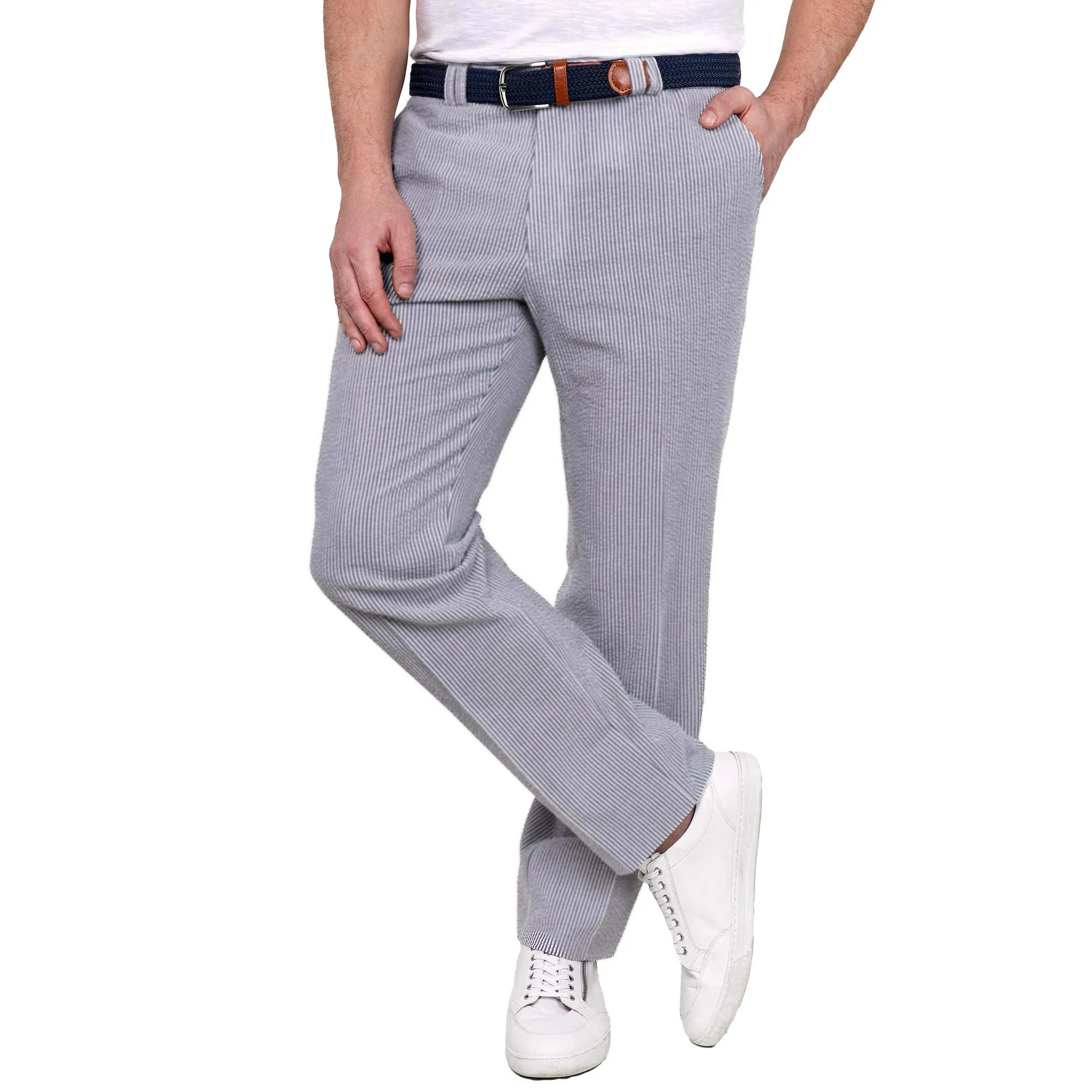 Pantalon confort Seersucker