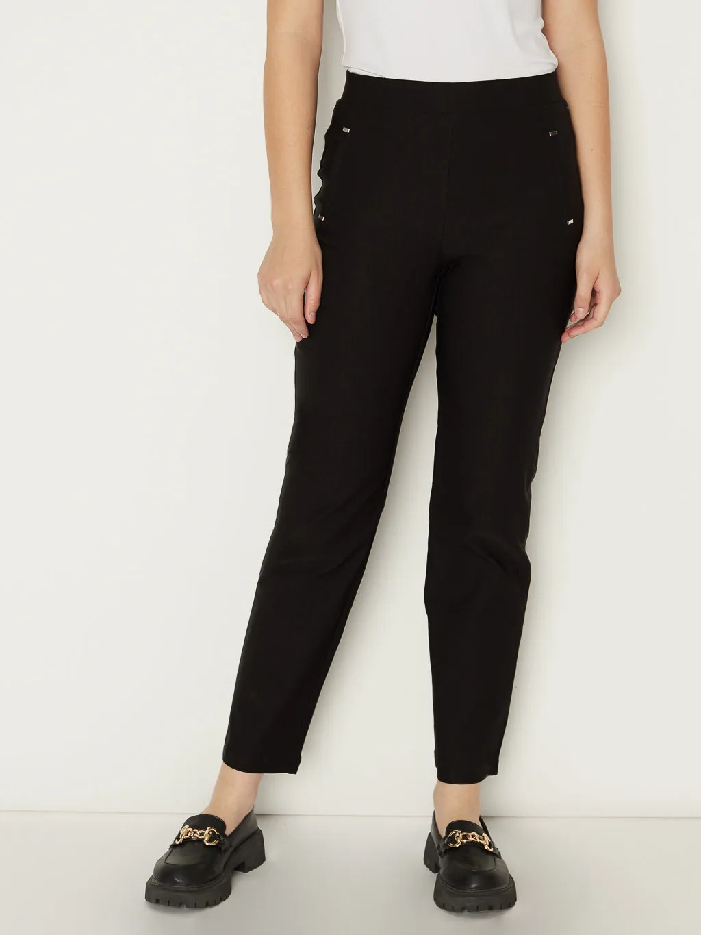 Pantalon droit semi-ajusté à enfiler - Petite