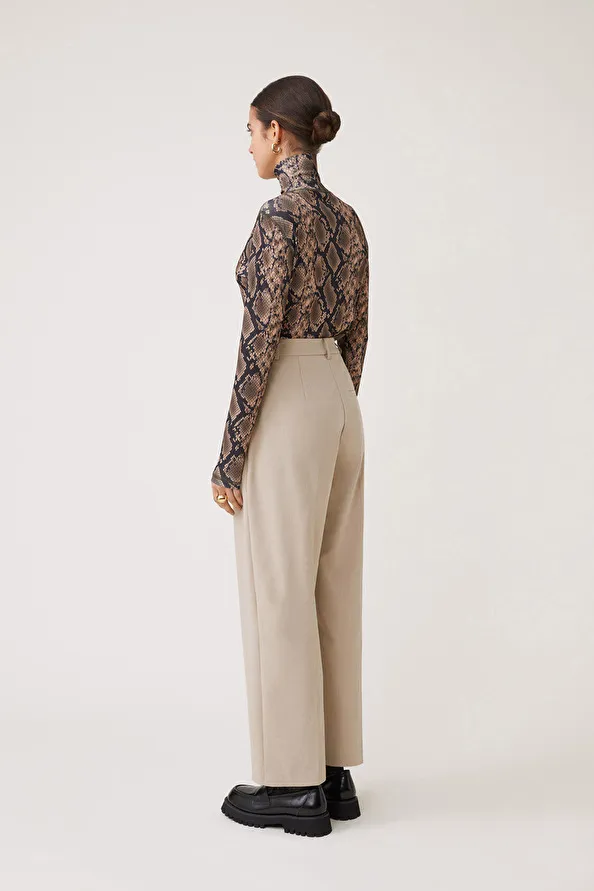 Pantalon fluide large beige