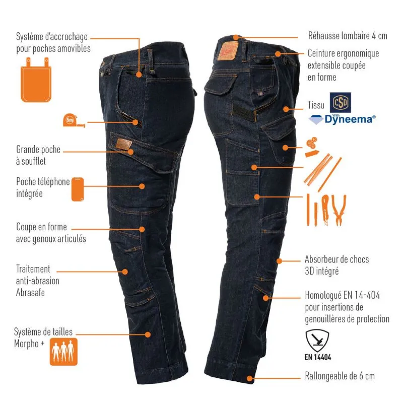 Pantalon Harpoon Multi Indigo - Bosseur - vetsecurite.com