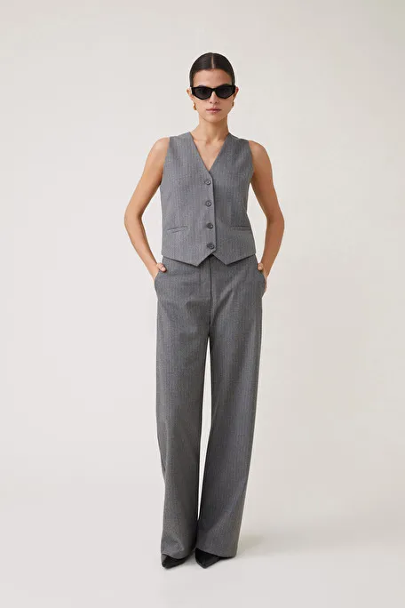 Pantalon large à rayures gris clair