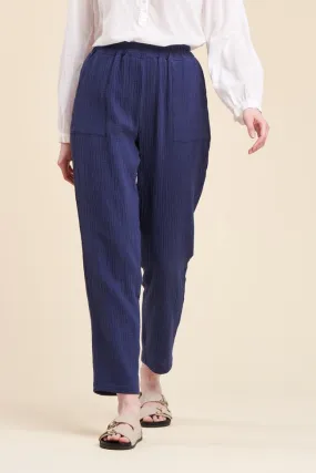 Pantalon taille élastiquée en gaze de coton - S/36