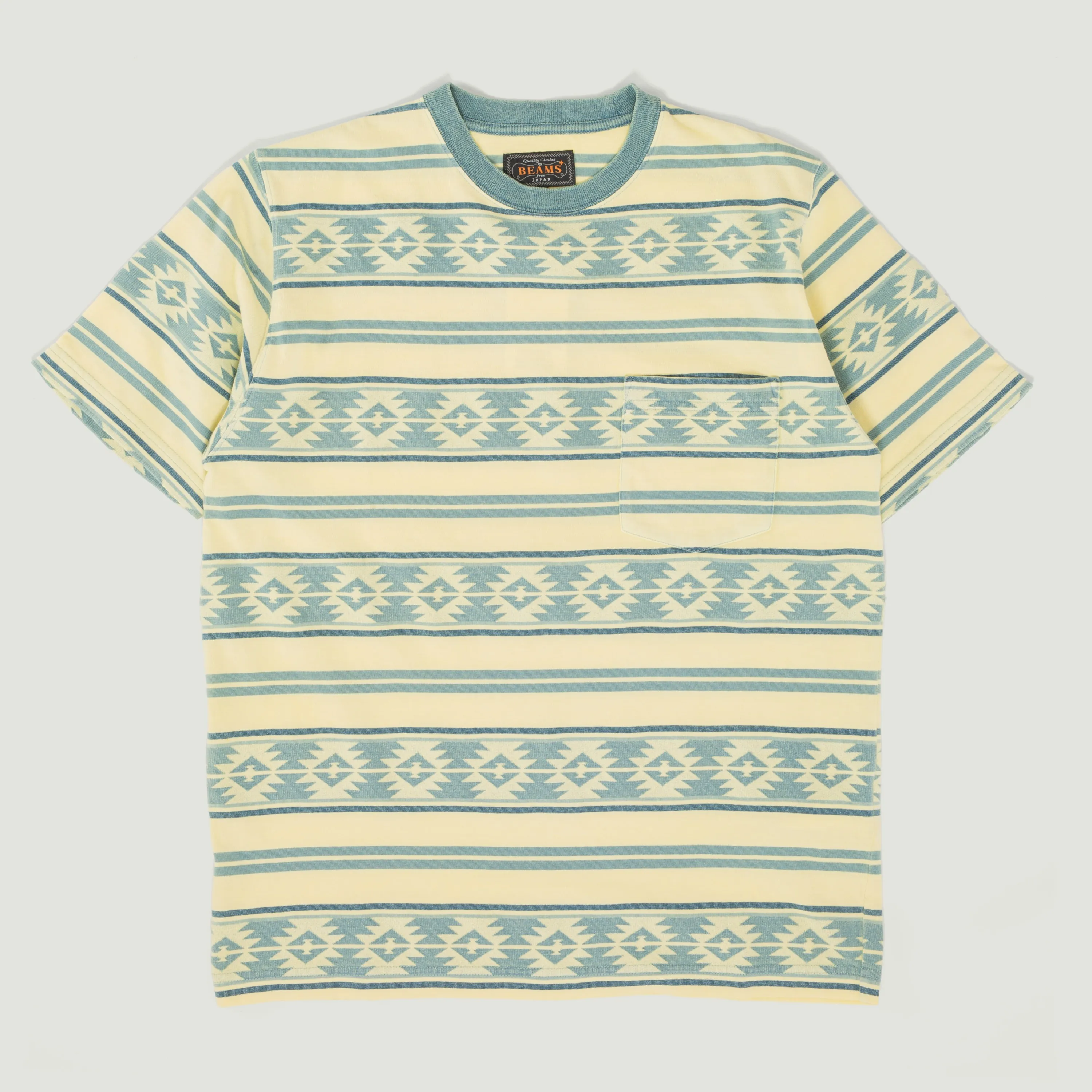 Pocket Tee Indigo Jacquard Stripe Yellow