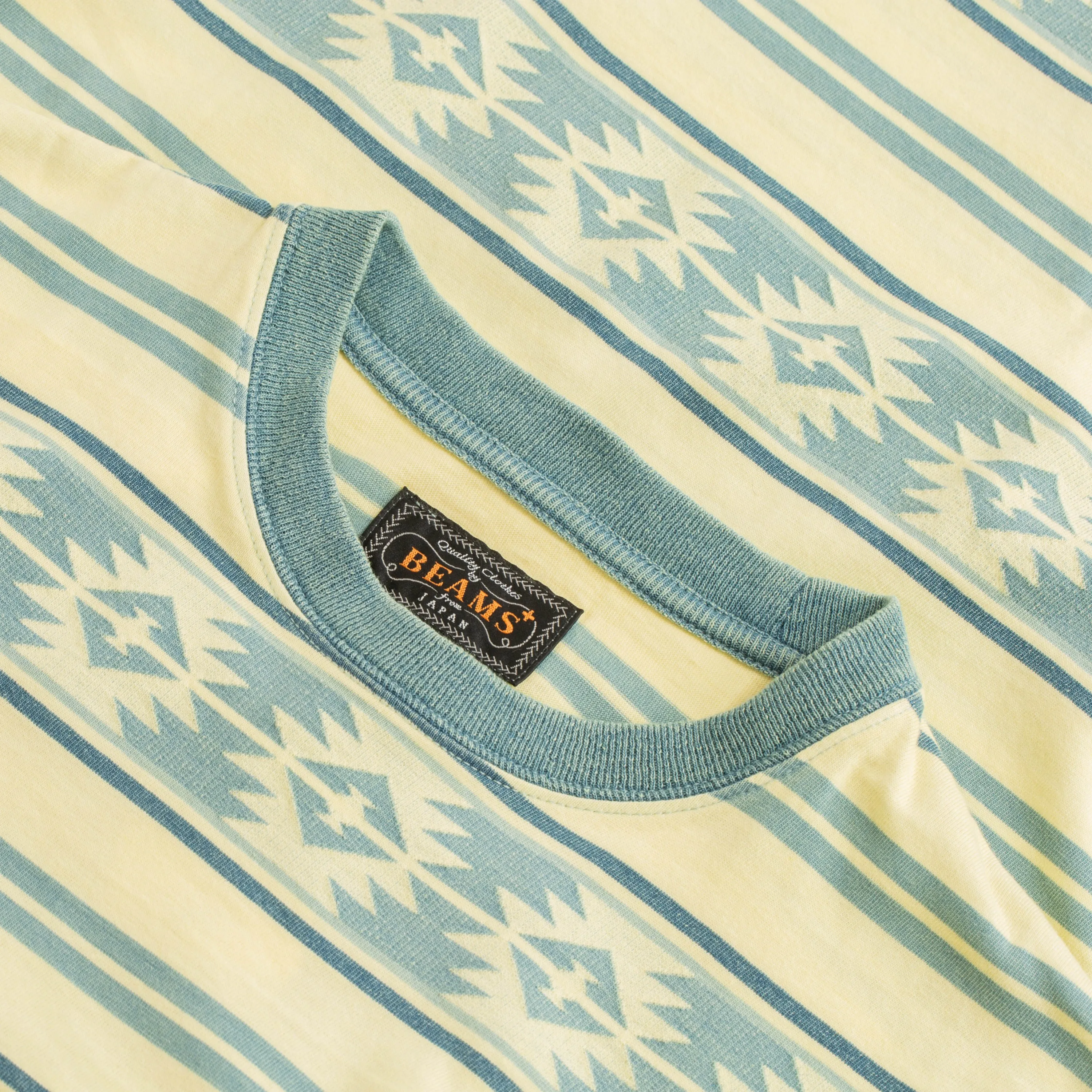 Pocket Tee Indigo Jacquard Stripe Yellow