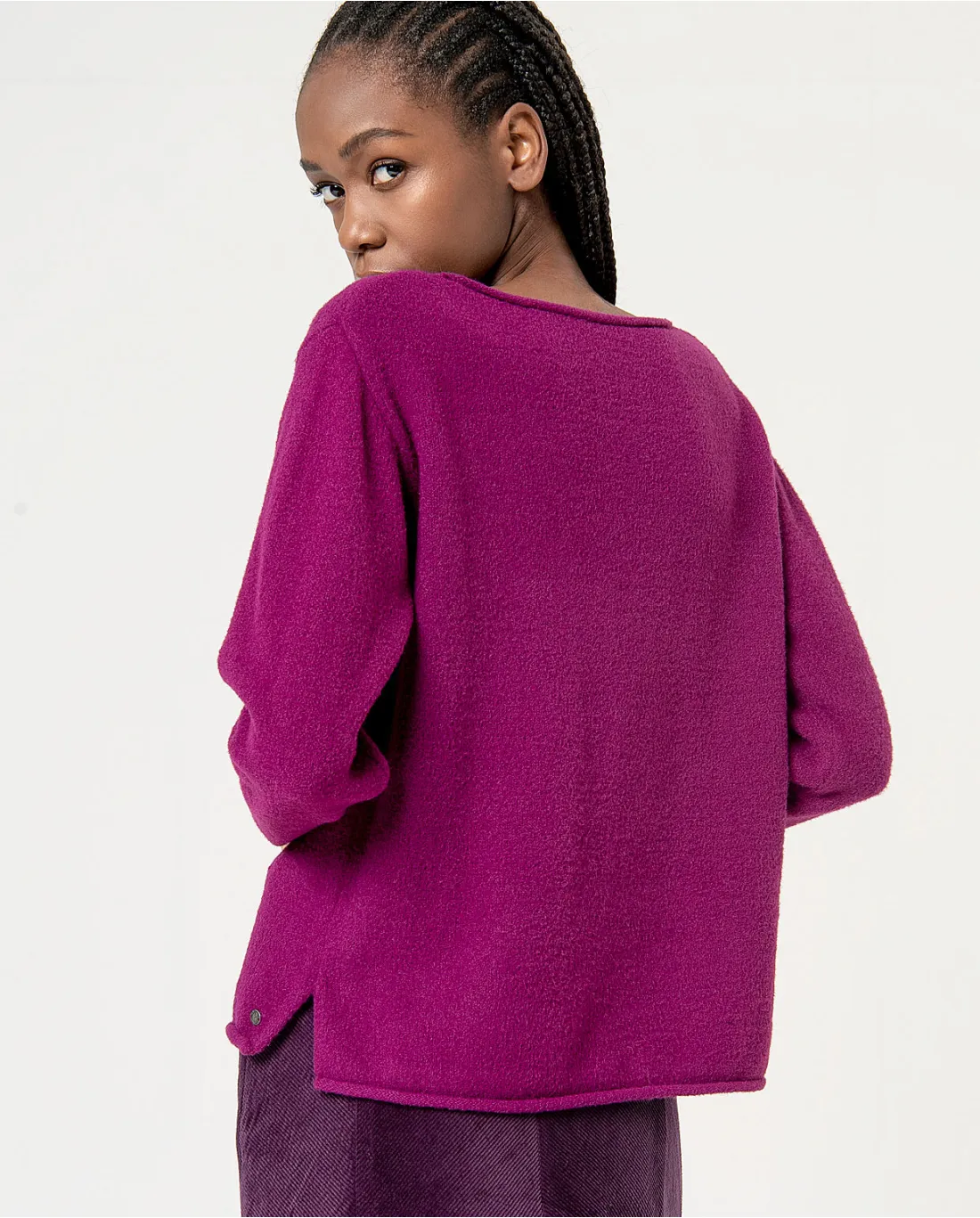 Pull tricoté col bateau Violet