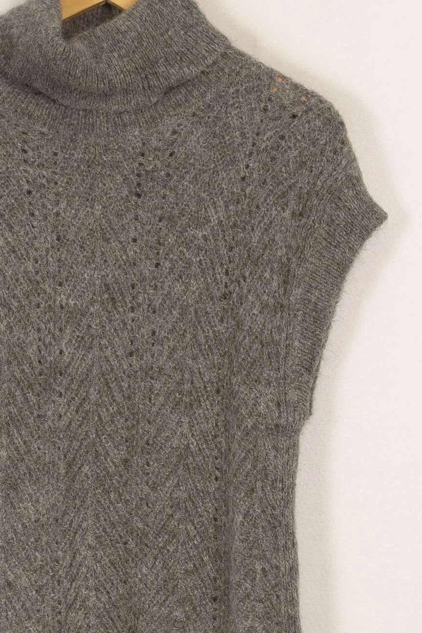 Pull à col roulé sans manches gris - Taille XS/34