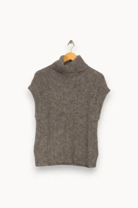 Pull à col roulé sans manches gris - Taille XS/34