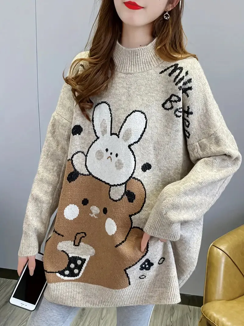 Pull à Motif de Dessins Animés pour Femmes