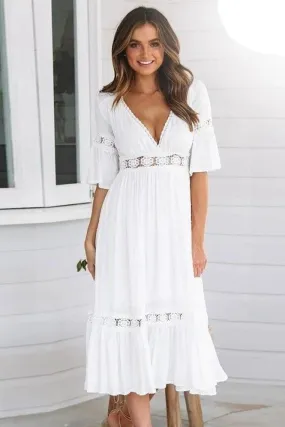 Robe Blanche Style Hippie Chic