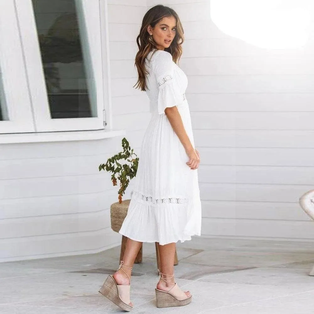 Robe Blanche Style Hippie Chic