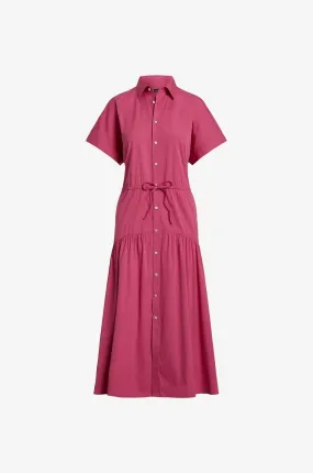 Robe chemise midi en popeline avec lien