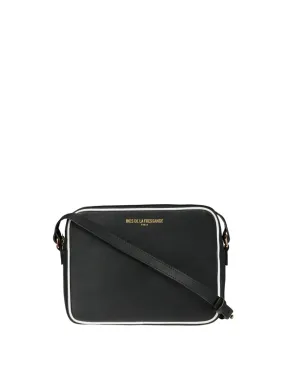 Sac Marcia cuir noir bordure blanche