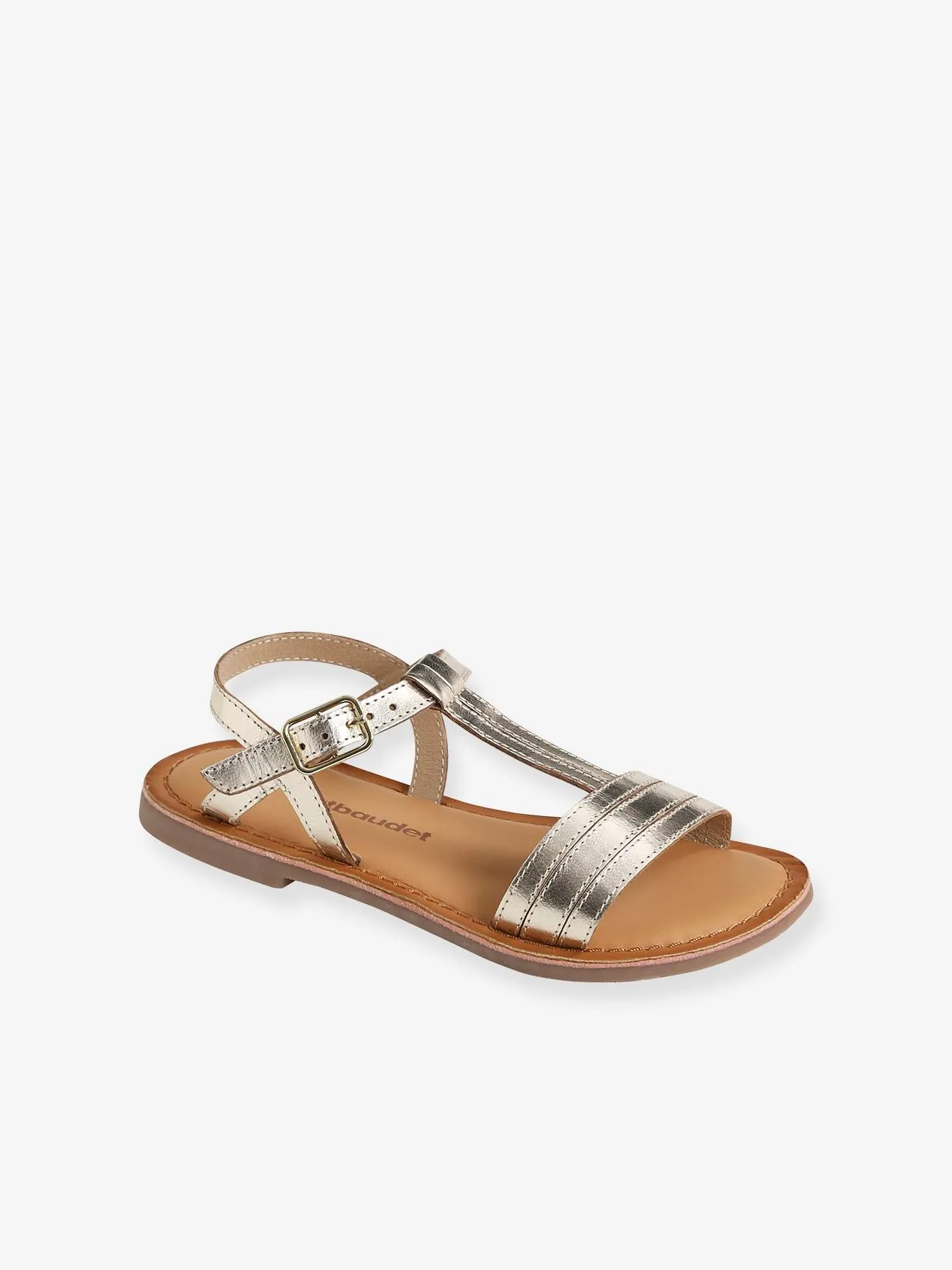 Sandales cuir fille light gold - Vertbaudet