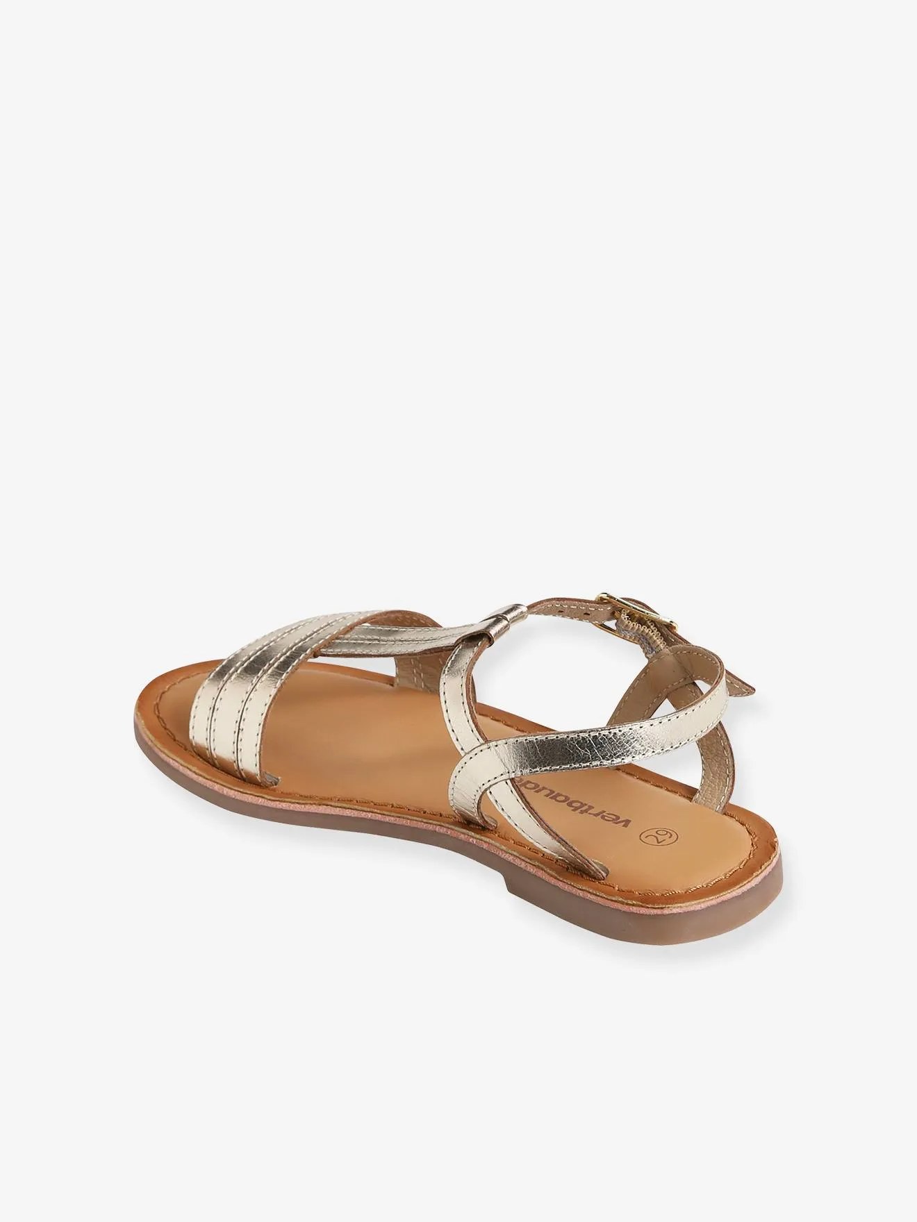 Sandales cuir fille light gold - Vertbaudet