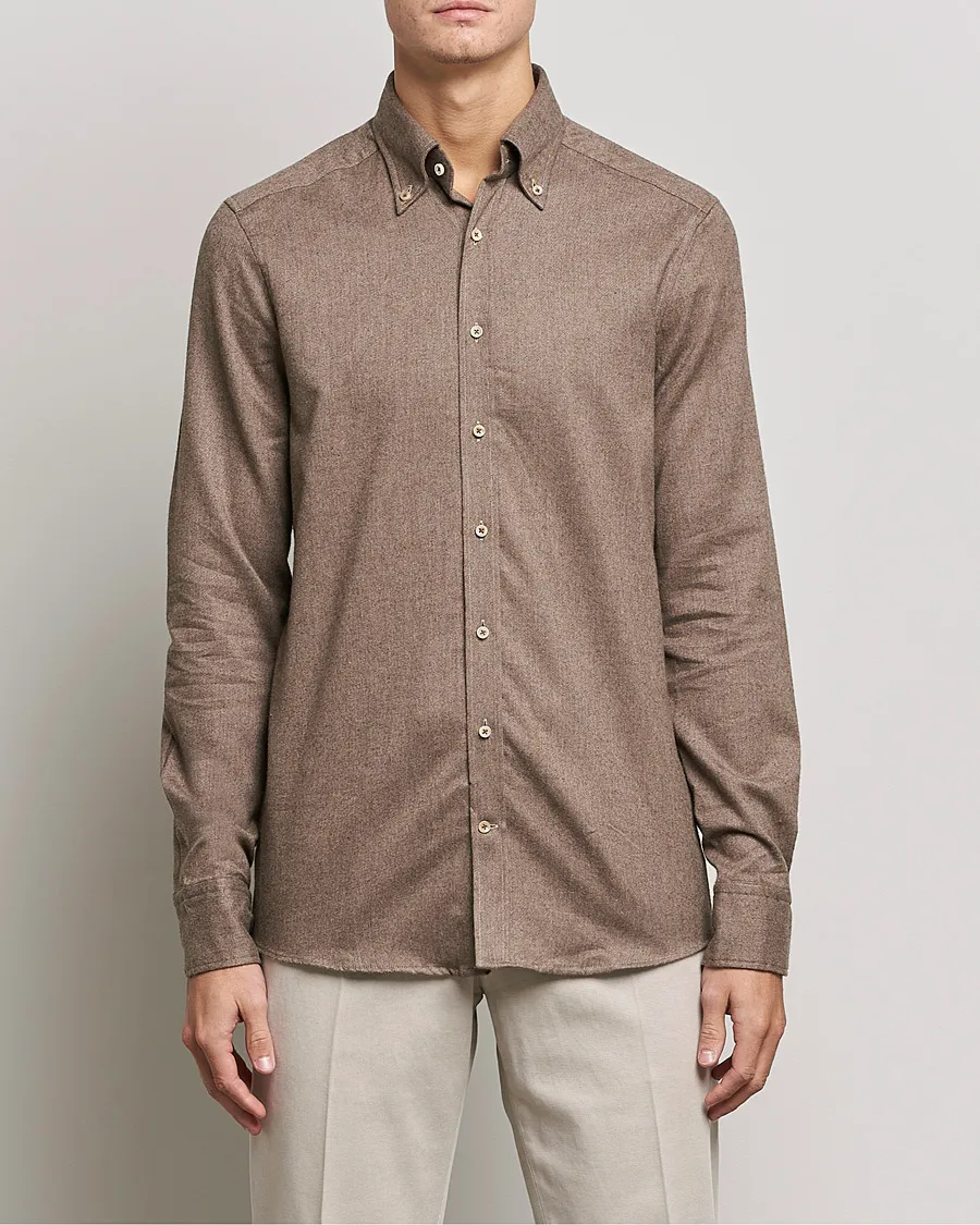 Slimline Flannel Shirt Brown