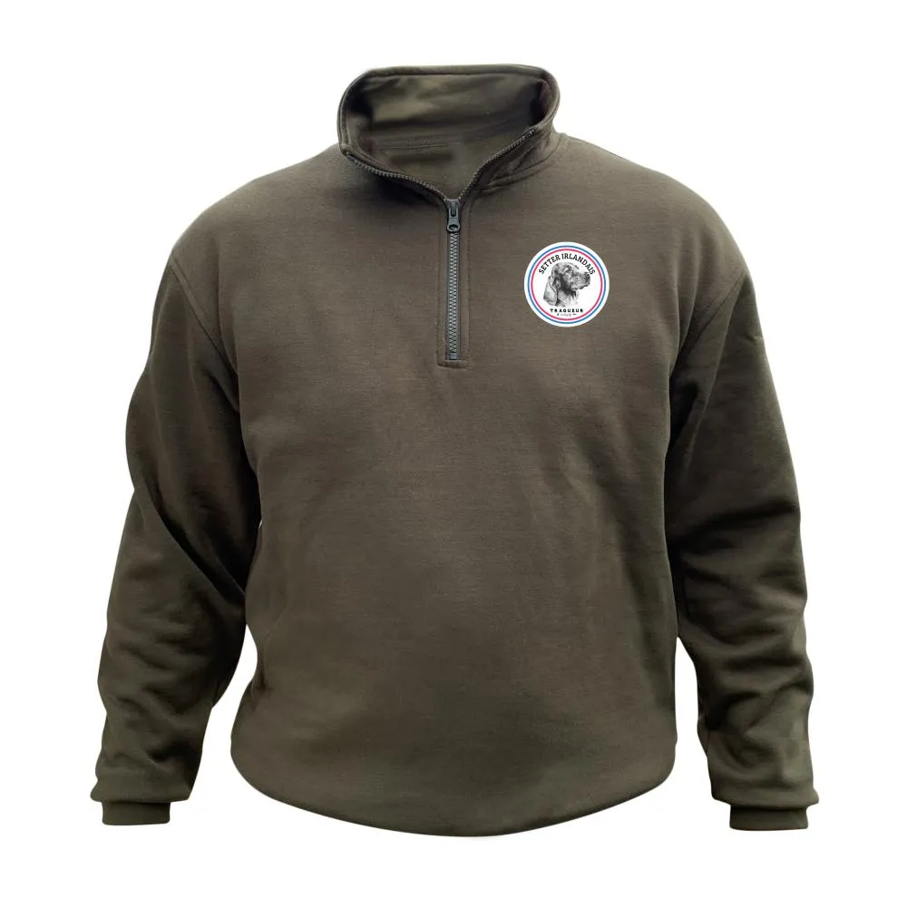 Sweat de chasse Col Zip – Ecusson Setter Irlandais