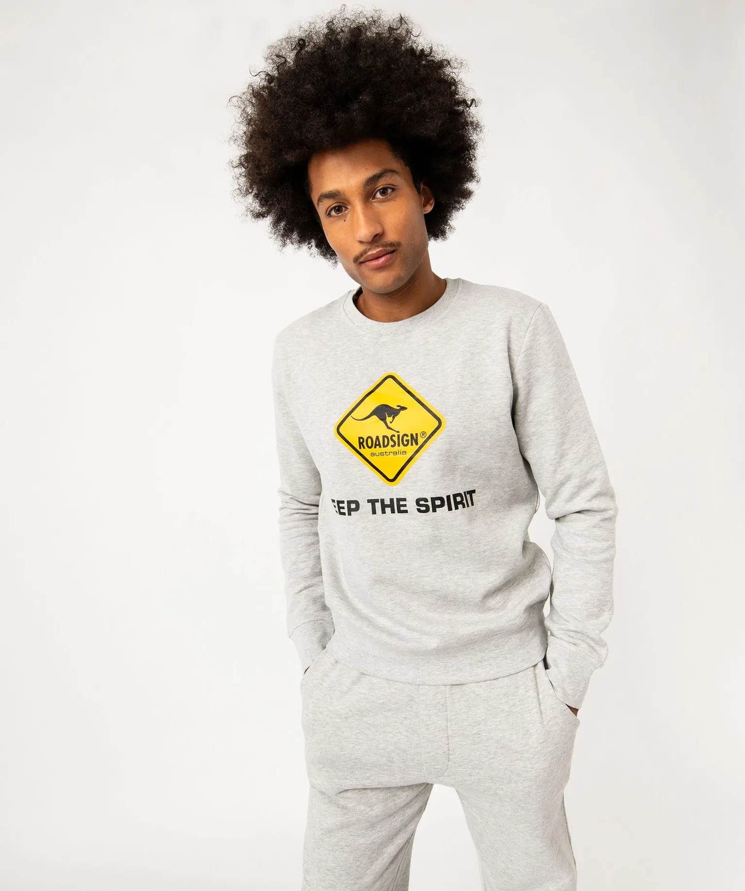 Sweat en molleton à motif homme - Roadsign gris