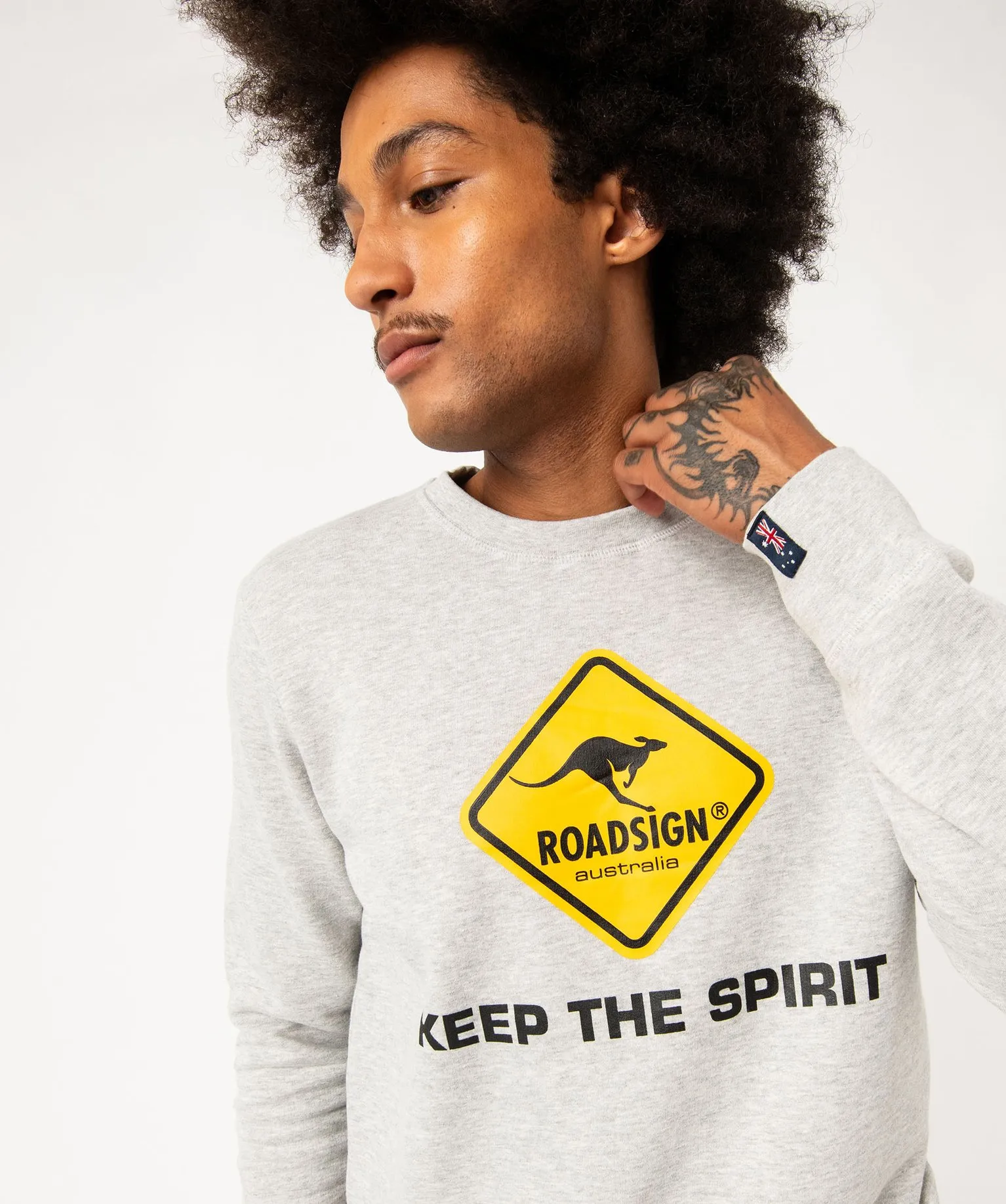 Sweat en molleton à motif homme - Roadsign gris