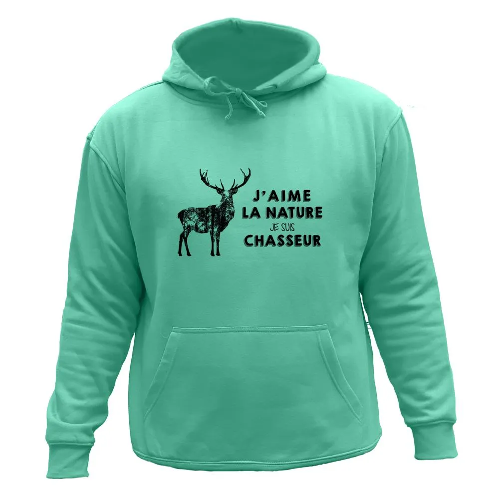 Sweat/pull de chasse – J’aime la nature je suis chasseur Cerf