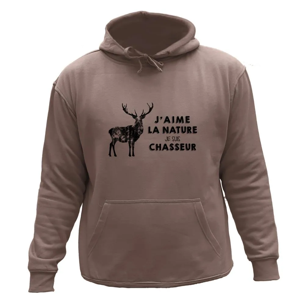 Sweat/pull de chasse – J’aime la nature je suis chasseur Cerf