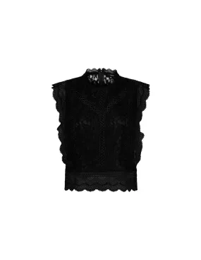 T-shirt Only karo S/L Lace Noir Femme