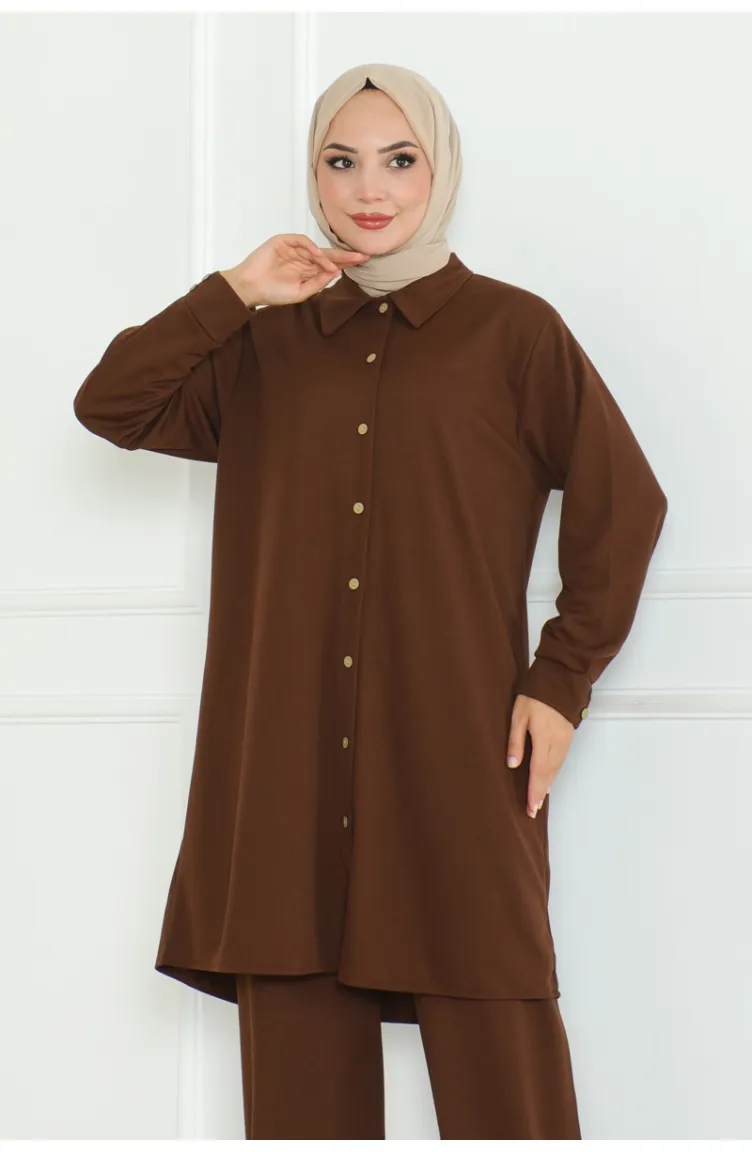 Tailleur Chemise Grande Taille 2093-04 Marron 2093-04