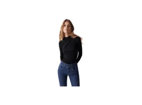 TWIST NECK LONG SLEEVE TOP