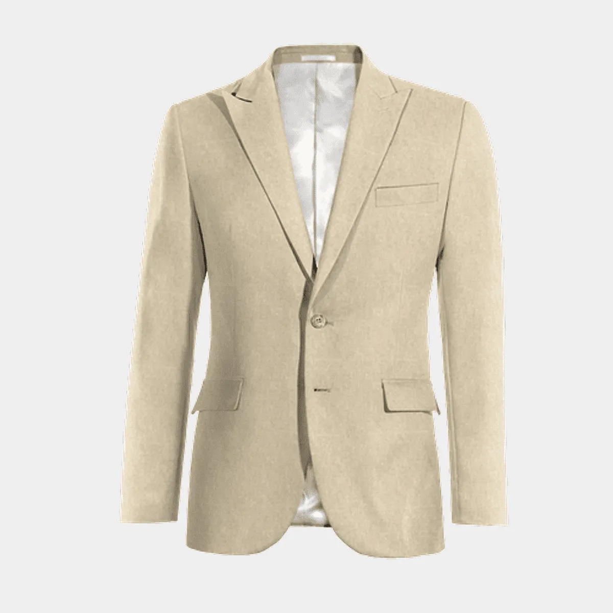 Veste beige en lin revers en pointe essentiel