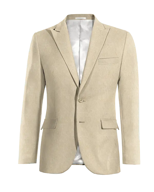 Veste beige en lin revers en pointe essentiel