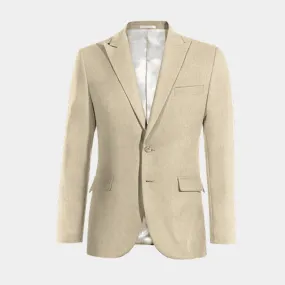 Veste beige en lin revers en pointe essentiel