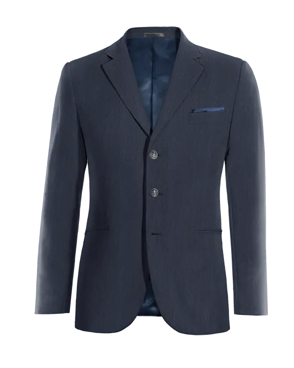 Veste bleu marine en lin slim fit avec pochette