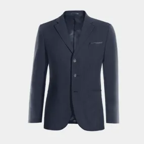 Veste bleu marine en lin slim fit avec pochette