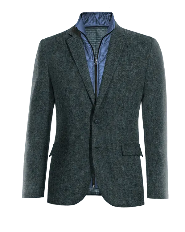 Veste bleue en donegal tweed slim fit