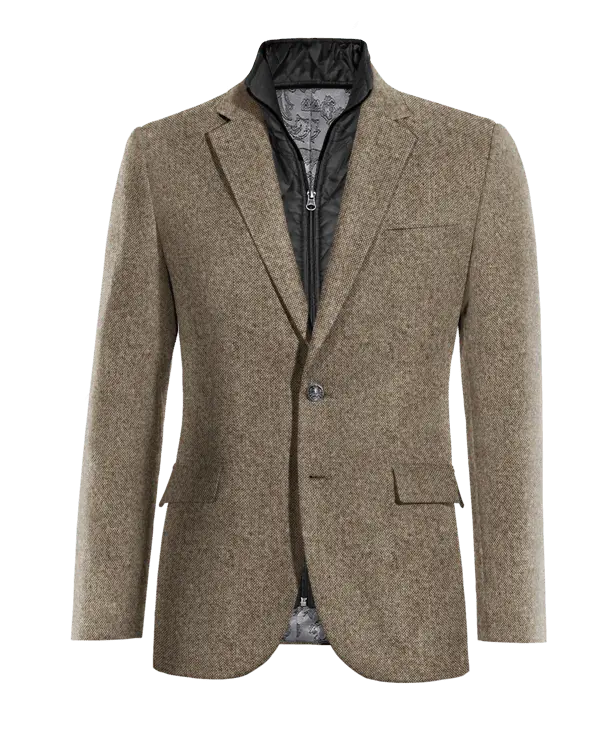 Veste brun clair en donegal tweed essentiel