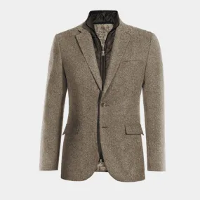 Veste brun clair en donegal tweed essentiel