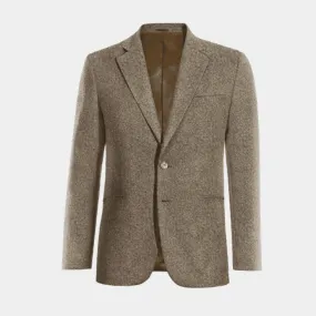 Veste brun clair en donegal tweed à larges revers